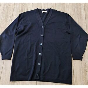 M&S ST Michael Cardigan Mens M 40 Knitted Wool Button Up  Chunky Gran Blue‎ VTG